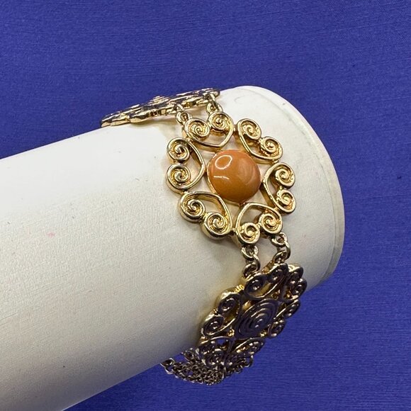 Monet Gold-Tone Swirl Heart Design Medallion Bracelet - Picture 4 of 15